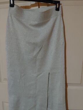 Banana Republic Silver-Grey Sparkle Midi Skirt